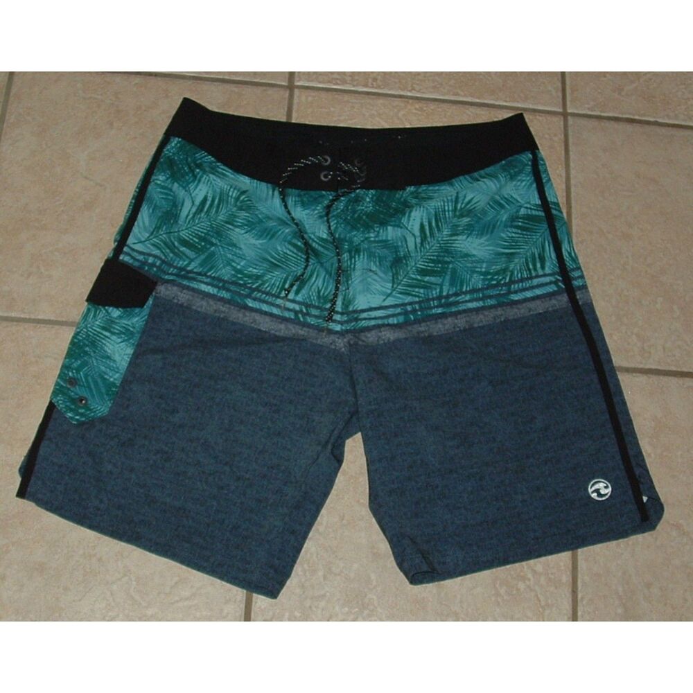 Mens Sz 34 Multicolored Stretchy Cargo Swim Board Shorts OCEAN CURRENT